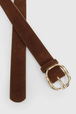 boohoo Ceinture à boucle inclinée en faux suede< Looks Chocolat|Ceintures
