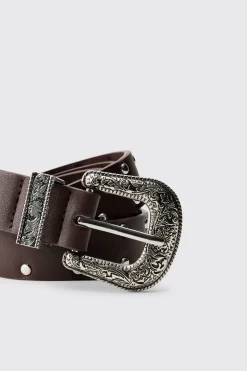 boohooMAN Ceinture À Boucle Western En Synthétique<Homme Ceintures