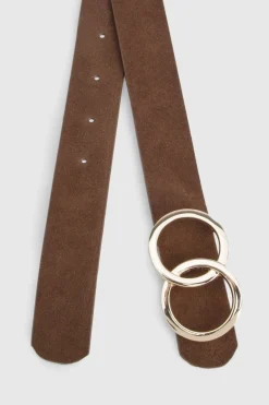 Ceinture Boyfriend en Synthétique avec Double Anneau Doré