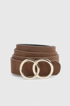 Ceinture Boyfriend en Synthétique avec Double Anneau Doré