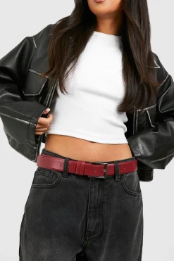 Ceinture Boyfriend Rouge Cerise à Boucle Épaisse