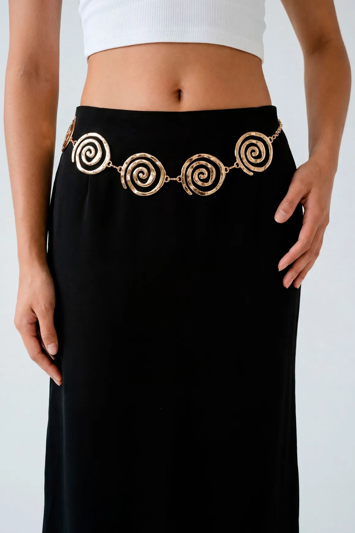 Ceinture Chaîne À Détails Spirales Dorées
