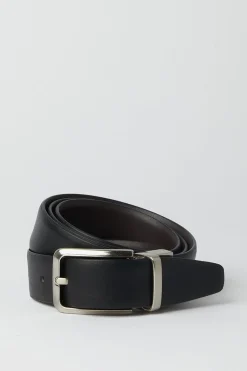 Ceinture en Cuir Réversible Noire