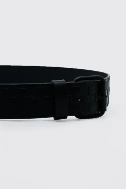 boohooMAN Ceinture gaufrée en synthétique à damiers<Homme Ceintures