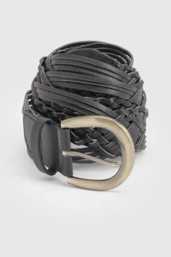 Ceinture Noire À Détails Tressés