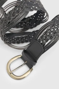 Ceinture Noire À Détails Tressés