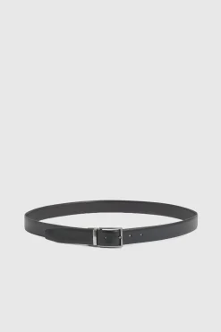 Ceinture Réversible Texturée Noire Et Marron