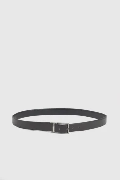 Ceinture Réversible Texturée Noire Et Marron