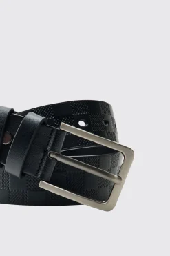 boohooMAN Ceinture Texturée À Carreaux Gaufrés En Synthétique<Homme Ceintures