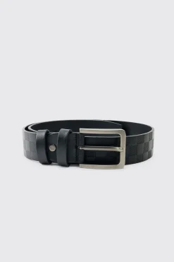 boohooMAN Ceinture Texturée À Carreaux Gaufrés En Synthétique<Homme Ceintures