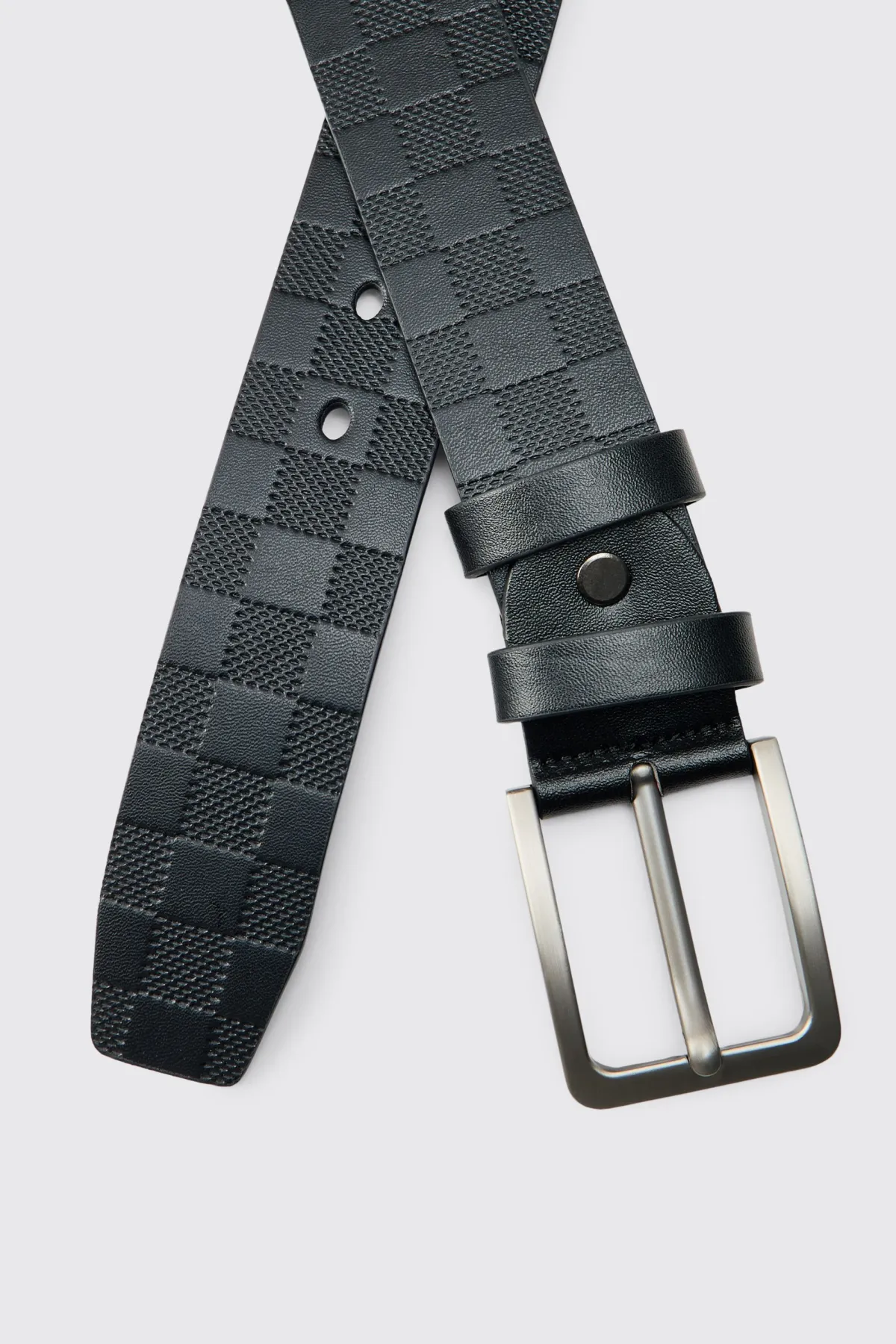 boohooMAN Ceinture Texturée À Carreaux Gaufrés En Synthétique<Homme Ceintures