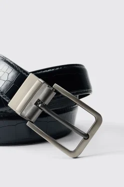 Ceinture Texturée Façon Crocodile En Synthétiquecuir