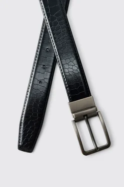 Ceinture Texturée Façon Crocodile En Synthétiquecuir