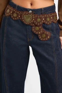 Ceinture Western À Boucle Disque En Forme De Cœur