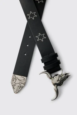 boohooMAN Ceinture Western À Boucle En Polyuréthane<Homme Ceintures
