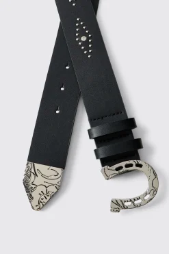 Ceinture Western Détail Gemme En Synthétique