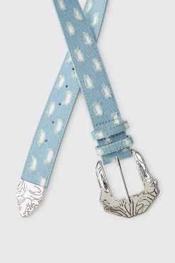 boohooMAN Ceinture Western en Denim SYNTHÉTIQUE avec Boucle<Homme Ceintures