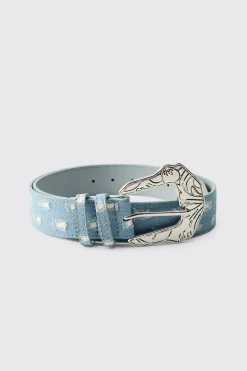 boohooMAN Ceinture Western en Denim SYNTHÉTIQUE avec Boucle<Homme Ceintures