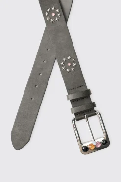 Ceinture Western en SYNTHÉTIQUE avec Détails Gemmes
