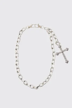 Chaîne pour jean Cross Skull en argent