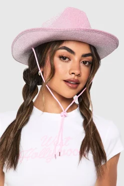 Chapeau de cow-boy pailleté rose