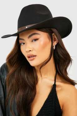Chapeau De Cowboy Western Noir Orné De Clous Étoilés