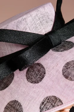 Chapeau Lisa À Large Bord Beige Avec Nœud Et Imprimé À Pois