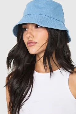 Chapeau seau en denim délavé