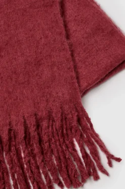 Écharpe bordeaux surdimensionnée à franges imposantes
