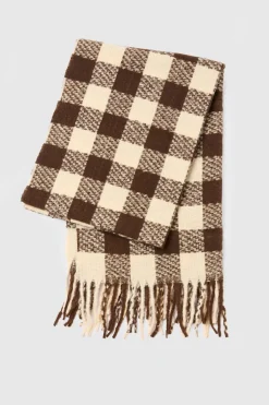 boohoo Écharpe Couverture Légère À Carreaux Avec Pompons< Écharpes|Looks De Rentrée