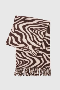 Écharpe Couverture Légère À Imprimé Zèbre Avec Pompons