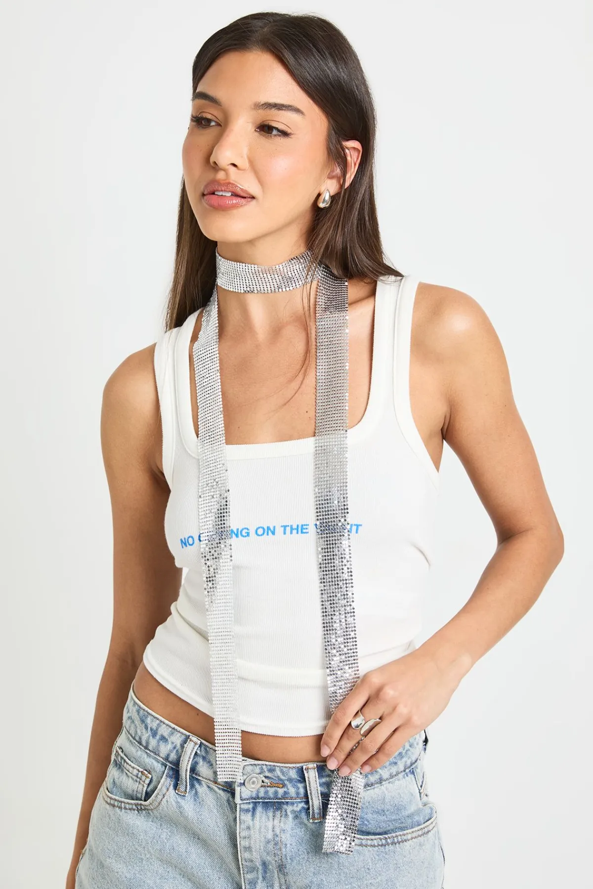 boohoo Écharpe Fine En Cotte De Mailles e< Écharpes|Écharpes Et Gants