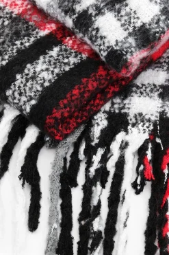 boohoo Écharpe à franges à gros carreaux noirs et rouges< Écharpes|Écharpes Et Gants