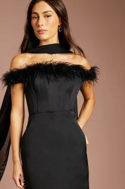 Coast Écharpe À Plumes<Femme Robes Noires Nouées|Écharpes