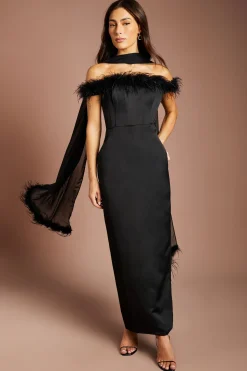 Coast Écharpe À Plumes<Femme Robes Noires Nouées|Écharpes