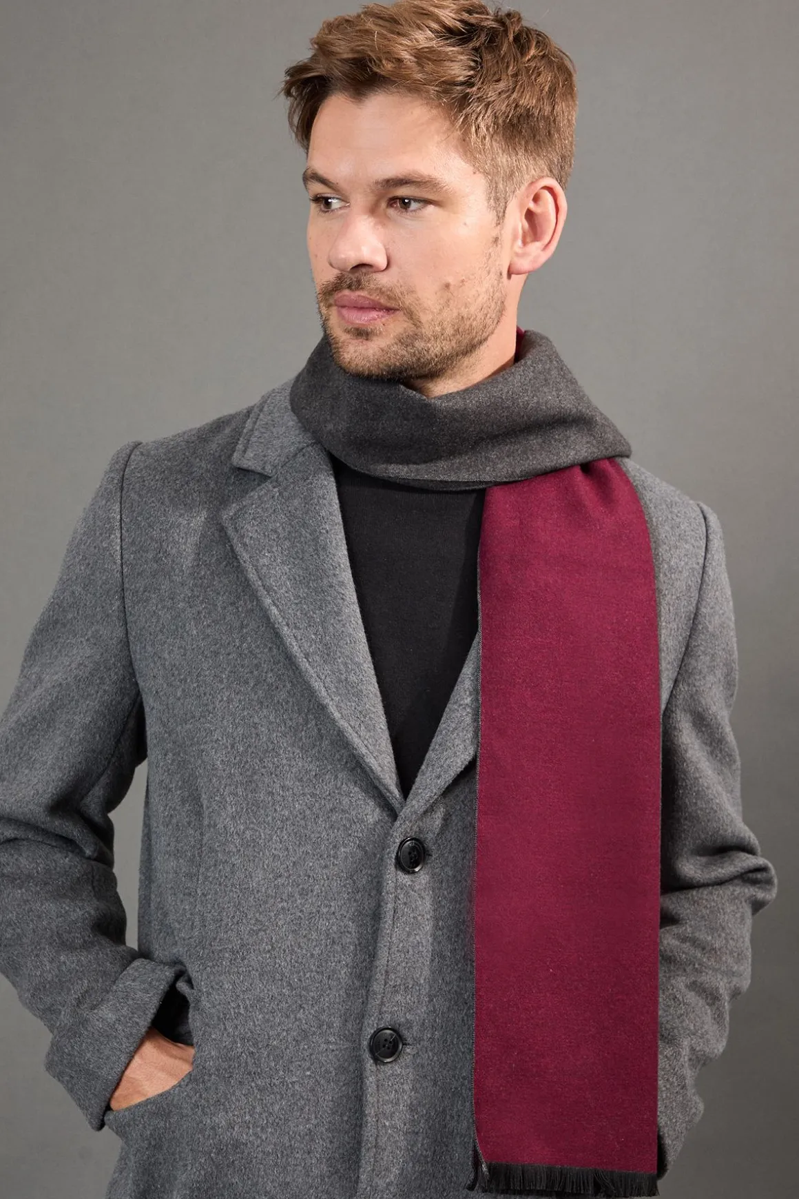 Écharpe Tricotée Bordeaux Anthracite
