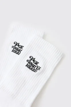 Chaussette de sport brodée avec slogan