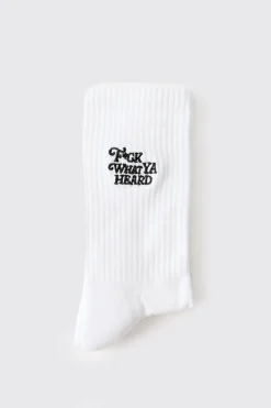 Chaussette de sport brodée avec slogan