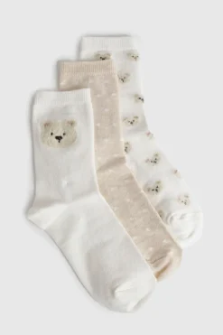 boohoo Chaussettes fantaisie avec détails d'ours, lot de 3<Femme Lingerie Et Sous-Vêtements|Chaussettes