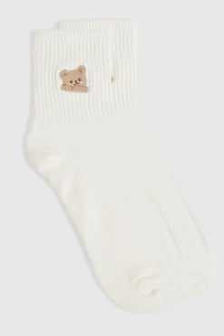 Chaussettes ornées de détails d'ours brodés