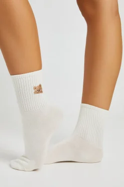 Chaussettes ornées de détails d'ours brodés