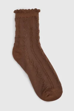 Chaussettes Tricotées Ajourées À Bord Festonné