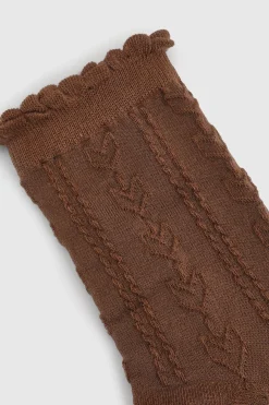 Chaussettes Tricotées Ajourées À Bord Festonné