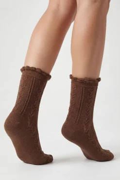 Chaussettes Tricotées Ajourées À Bord Festonné