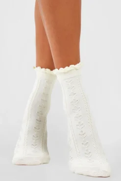 Chaussettes Tricotées Ajourées À Bord Festonné