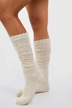 boohoo Chaussettes tricotées décontractées couleur avoine<Femme Lingerie Et Sous-Vêtements|Chaussettes