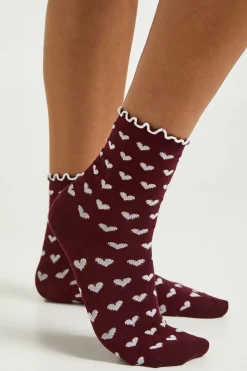 Chaussettes à volants avec motif de cœur d'amour