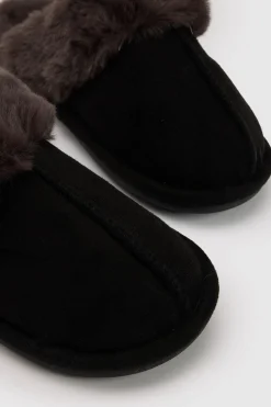 Chaussons Mules À Bordure Duveteuse