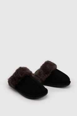 Chaussons Mules À Bordure Duveteuse