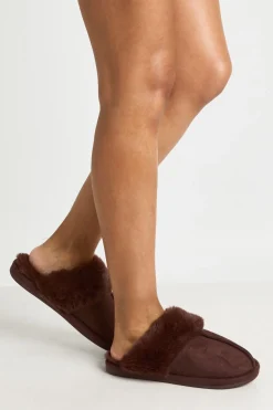 Chaussons Mules À Bordure Duveteuse